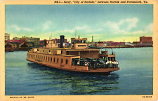 Cars on Ferry Travels between Norfolk & Portsmouth Virginia on Postcard picture