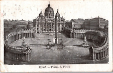 Vtg Postcard St. Peter's Square, Rome, Italy, Postmarked 1925 picture