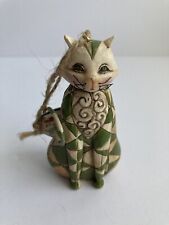 2006 Jim Shore Heartwood Creek Cat Patchwork Ornament W/ Tag Green Kitty picture