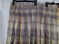 Sears Vintage Plaid Brown Taupe Lined Curtain Panels 50