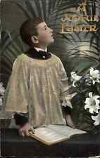 Tuck Little Altar Choir Boy Glitter Robe Sheet Music c1910 Vintage Postcard picture