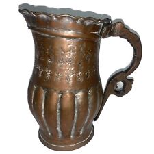 Antique Handmade Copper Arabic Pitcher , Copper Casted Handle,  Hand Hammered.  picture
