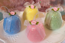 Shabby Cottage Pink Rose Large Gum Drop Christmas Candyland Tree Ornament Set 4 picture