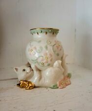 Lenox Petals & Pearls Cat Kitten Vase Planter Porcelain Figurine Decor Accent picture