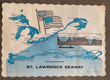 Vintage 1959 St Lawrence Seaway New Navigational Channel Map Souvenir Placemat picture