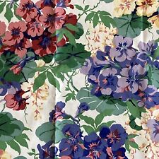 Vtg Fabric Glazed Chintz Schumacher 1.5 Yds  Vidalia Floral 55x56” Rich Lavender picture