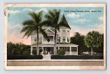 Postcard Florida Miami FL 12th Street Residence Palms 1917 Posted White Border picture