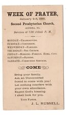 ALTOONA PA SECOND PRESBYTERIAN CHURCH WEEK OF PRAYER JANUARY 1888 POSTAL CARD  picture