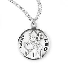 Catholic Patron Saint Leo Round Sterling Silver Medal Size 0.9in x 0.7in picture