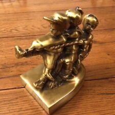 Vintage PM Craftsman Handcrafted Solid Brass Boys Tug Of War Bookend 1 Only  picture