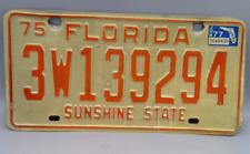 1975 Florida sunshine state license plate 3w139294 Original 1977 Sticker picture