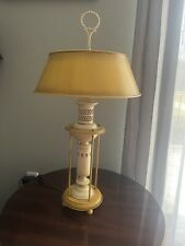 Vintage Leviton French Style Tin Table Lamp Yellow Colored Double Socket 27” picture