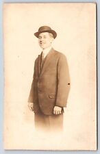 Man Standing in Suit RPPC Vintage Postcard picture