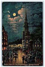 1914 Boston Park St. Church And Granary Moonlight Burying Ground MA Postcard picture