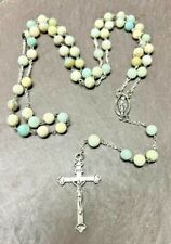 Christian Catholic Semi-Precious Stone, Amazonite Rosary; Handmade, Religious picture