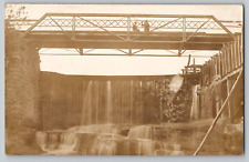 Bridge Parkman OH Ohio Mill Dam Waterfall RPPC Real Photo Postcard 1914 picture