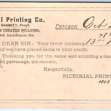 1887 Chicago Pictorial Printing Co Order Receipt PC Wm. Busch Muscatine, IA A157 picture