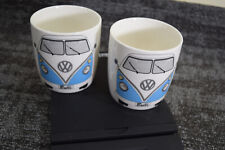 2 Volkswagen Camper Van Bus Blue White Brisa Coffee Mugs Germany 14oz VW Driver picture