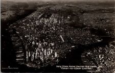 Real Photo Postcard Aerial View of New York From a United Airlines Plane picture