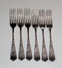 Antique 1879 Rogers Bros NEWPORT 6 Dinner Forks Silver Plate picture