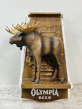 Vintage 70’s Olympia Beer Wildlife Sign Series Moose  16 x 9” Read Notes picture