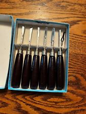 Vintage Wood Leather Carving Set of 6 Chisels Tools picture