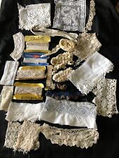 Job Lot 24 Antique French Pieces Lengths Lace Fripperies Trims c1900s picture