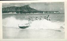 1930s Waikiki, Diamond Head, Hawaii Photo riding a wave in a outrigger canoe picture