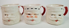 Vintage Winking Santa Cups Small Mugs Japan for REPAINT/Makeover READ Set of 3 picture