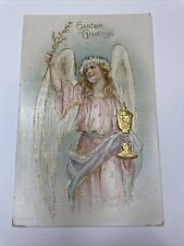 Vintage Easter Greeting, Angel holding  Branch Churn 1900s P3 picture