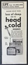 1946 Mistol Drops with Ephedrine Blessed Relief B&W Vintage Print Ad picture