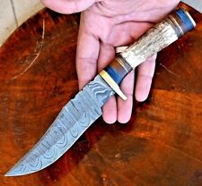 Stag Knives Damascus Steel Deer Antler Handle Buck Hunting Knife 10” Skinning picture