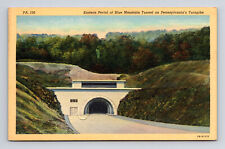1940 Linen Postcard Pennsylvania Turnpike Eastern Portal Tunnel Blue Mountain PA picture