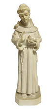 Vintage Stone  Resin Statue St Francis w Birds Italy 8.25