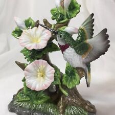 7” Hummingbird & Morning Glory Flower Figurine, Vintage Porcelain, Collectible❤️ picture