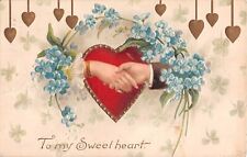 1911 Valentine's Day Postcard-Lover's Clasped Hands by Forget-Me-Nots & Hearts picture