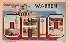Warren OH Ohio Large Letters Capitol Union Train Station Vtg Postcard C63 picture
