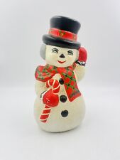 Vintage 1970s 12” Christmas Ceramic Mold Frosty Snowman Figurine picture