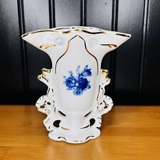 Vintage Floral Vase Encarnacao Porcelain Portugal Blue White Gold 4.5