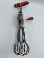 Vtg A&J High Speed Super Center Drive Egg Beater Hand Crank Red Handle Granny picture
