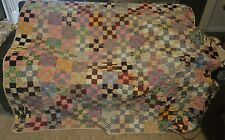 Vintage handmade quilt Comforter Aprox 84 x 86 Full / Queen multi colored square picture