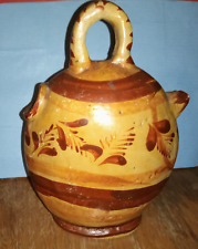 Vintage Mexico Pottery Folk Art Double Spouted Water Jug Pitcher  picture