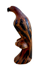 Vtg Carved Eagle/Bird Wood Statue, Signed - P. Nish - Jamaica West Indies 9