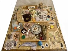 Vtg Coin Purse Desk Sign Oddities Buttons Stickers Charms Junk Drawer Art Lot picture