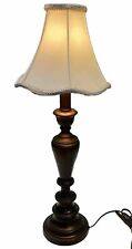 VTG Quoizel INC -Wooden Column Table Lamp With Shade 27” Tall, Brown Color picture