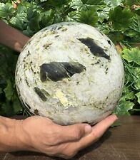 23cm Huge Natural Green Moldavite w Moonstone Ball Crystal Stone Healing Sphere picture