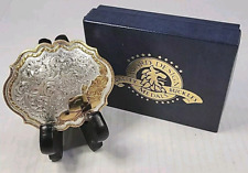 Vintage Award Designs Medals Belt Buckle, Gold Trim & Cowboy Hat - Noble OK picture