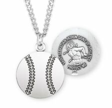 St.Sebastian Sterling Silver Baseball Medal Necklace  picture