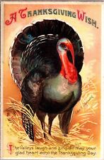 Clapsaddle Postcard A Thanksgiving Wish Turkey Standing in Wheat picture