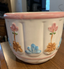 Vintage Ceramic Planter Ruben Originals Flowers Round Pink Trim Easter Nursery picture
